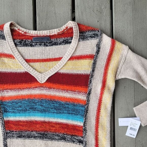 Velvet by Graham & Spencer Pullover Sweater Ribbed Knit V-Neck Multicolor Petite - Picture 2 of 8